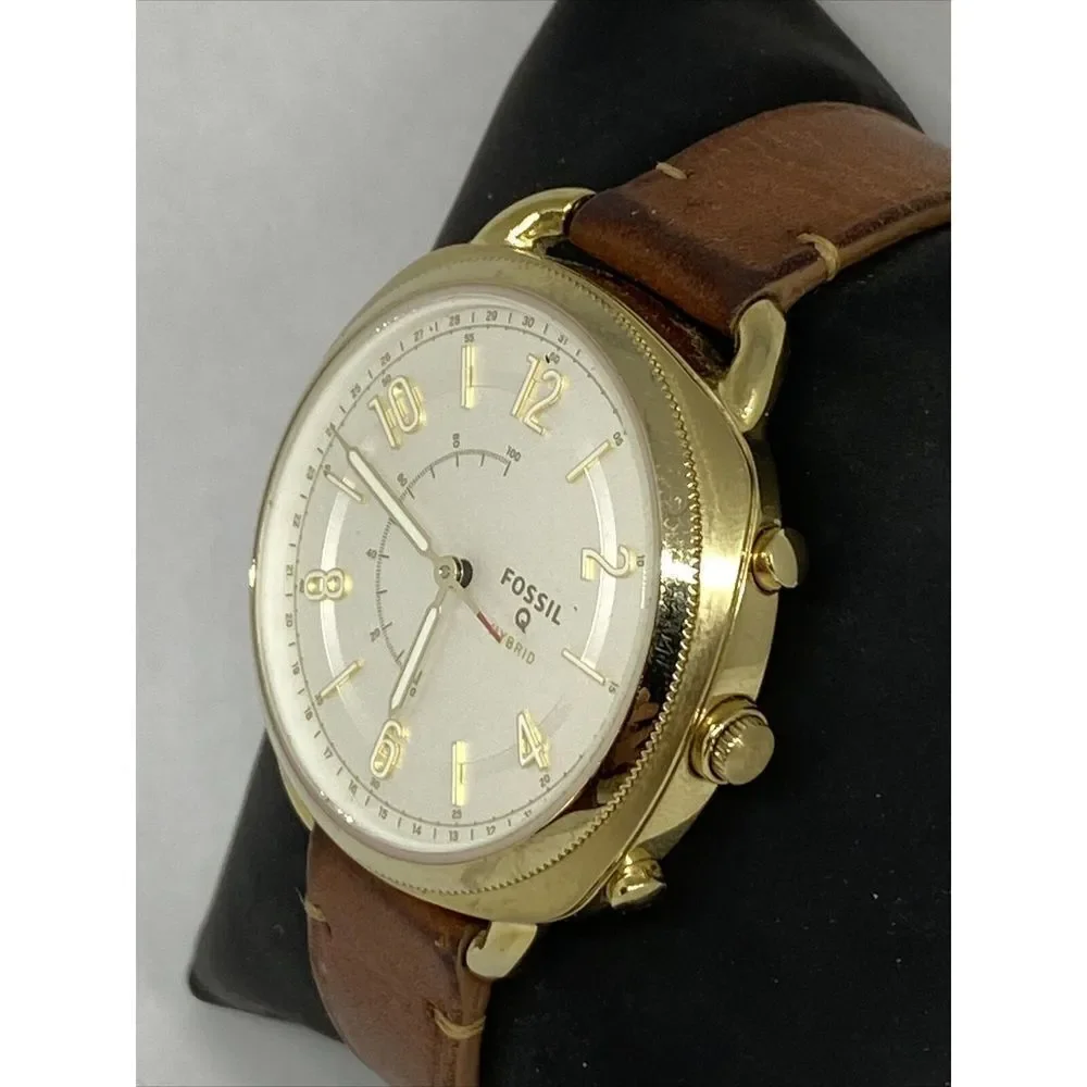 Fossil FTW1201 Women's Brown Leather Analog White Dial Hybrid Smartwatch XX730